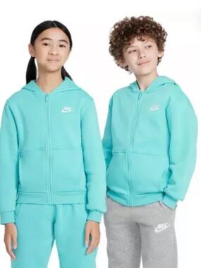 NWT Unisex Nike Kids' Teal Fleece Zip-Up Hoodie